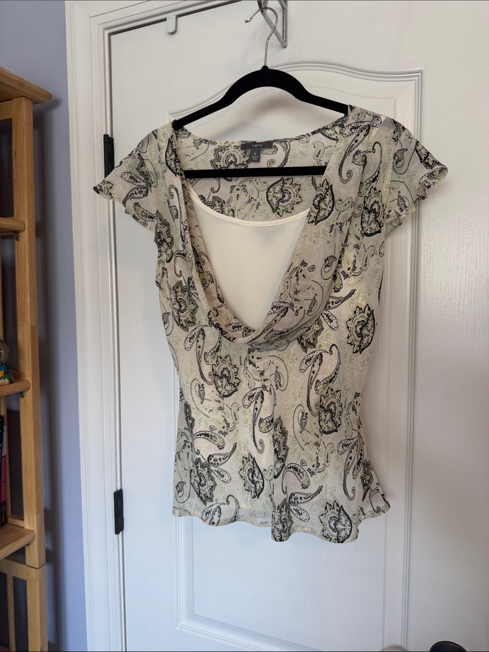 Apt. 9 Paisley Cowl Neck Camisole - Cream/Black/Green